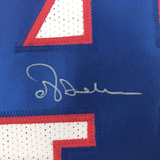 Framed Autographed/Signed Ottis Anderson 33x42 New York White Football Jersey JSA COA