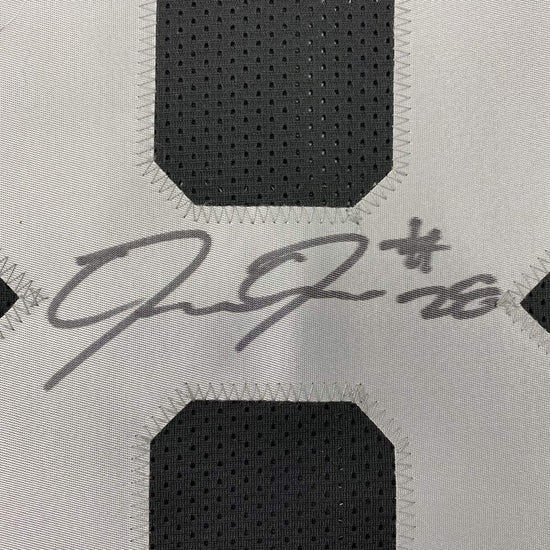 Framed Autographed/Signed Josh Jacobs 33x42 Las Vegas Oakland Black Football Jersey Beckett BAS COA