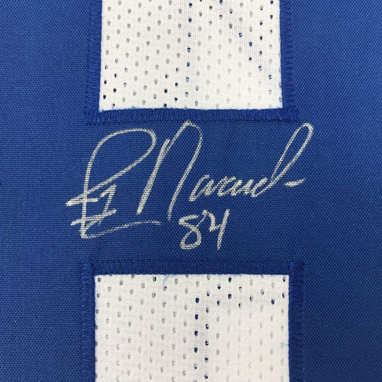 Framed Autographed/Signed Jay Novacek 33x42 Dallas White Football Jersey JSA COA