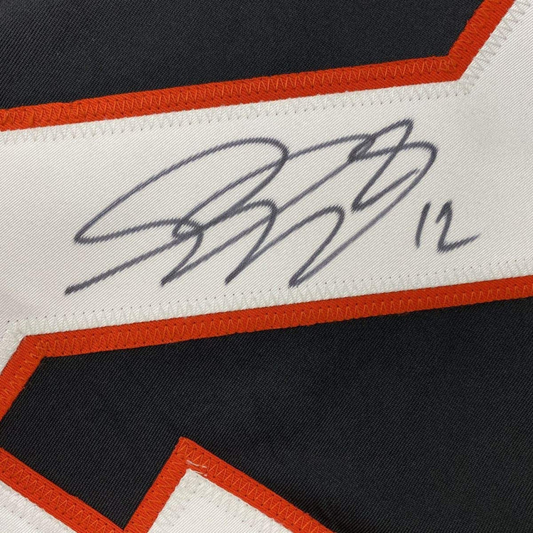 Autographed/Signed Simon Gagne Philadelphia Black Hockey Jersey JSA COA