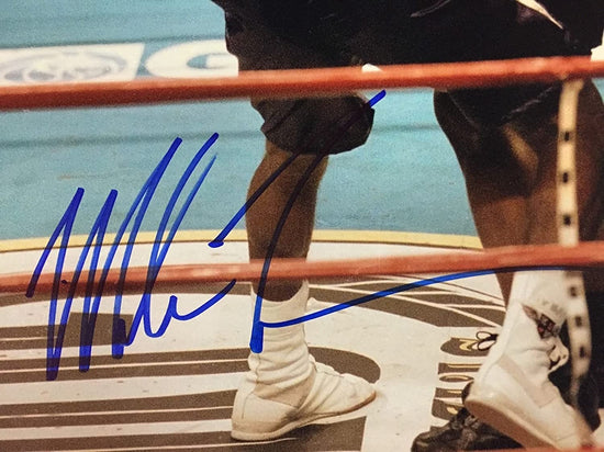 Autographed/Signed Mike Tyson vs. Evander Holyfield Bite Biting Boxing 16x20 Photo JSA COA