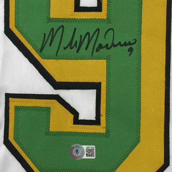 Framed Autographed/Signed Mike Modano 33x42 Minnesota White Hockey Jersey Beckett BAS COA