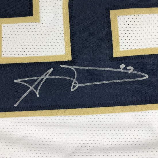 Framed Autographed/Signed Aaron Donald 33x42 Los Angeles LA White Football Jersey JSA COA