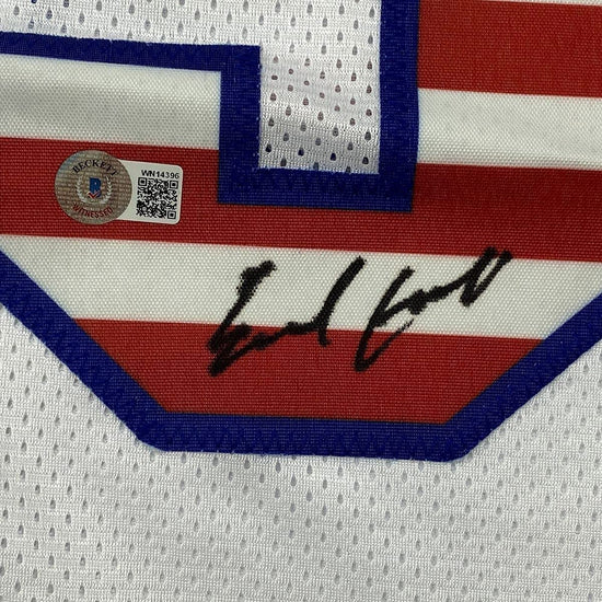 Framed Autographed/Signed Earl Campbell 33x42 Houston White USA Football Jersey Beckett BAS COA