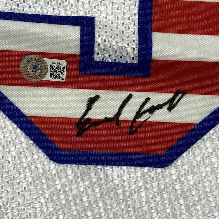 Framed Autographed/Signed Earl Campbell 33x42 Houston White USA Football Jersey Beckett BAS COA