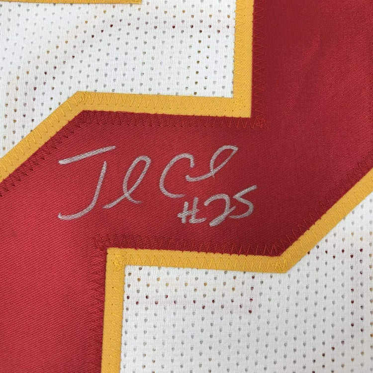 Framed Autographed/Signed Jamaal Charles 33x42 Kansas City White Football Jersey JSA COA