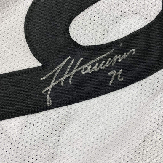 Framed Autographed/Signed James Harrison 33x42 Pittsburgh White Football Jersey Beckett BAS COA