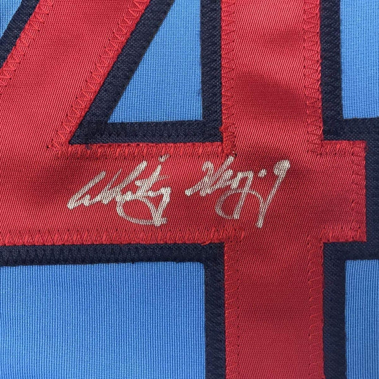 Framed Autographed/Signed Whitey Herzog 33x42 St. Louis Blue Baseball Jersey JSA COA