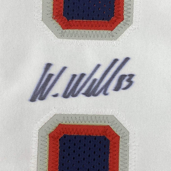 Framed Autographed/Signed Wes Welker 33x42 New England Blue Football Jersey JSA COA