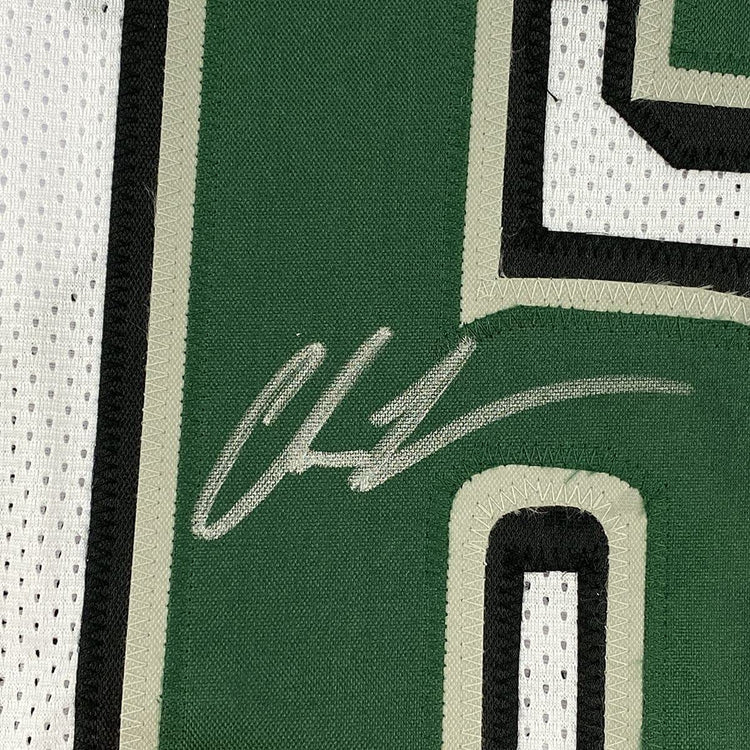 Framed Autographed/Signed Chris Long 33x42 Philadelphia White Football Jersey JSA COA