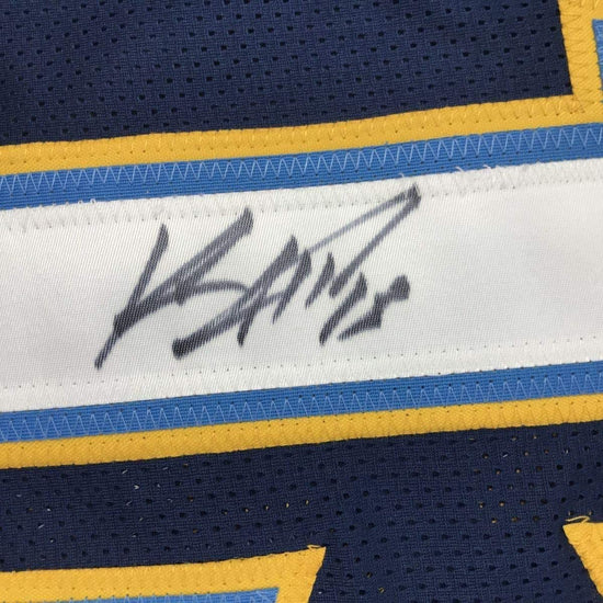 Framed Autographed/Signed Keenan Allen 33x42 Los Angeles LA Dark Blue Football Jersey JSA COA