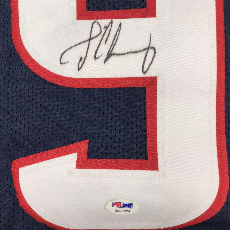 Framed Autographed/Signed Jadaveon Clowney 33x42 Houston Blue Football Jersey PSA/DNA COA Holo Only