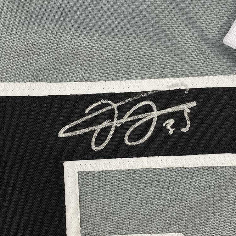 Autographed/Signed Frank Thomas Chicago Grey Stat Baseball Jersey Beckett BAS COA