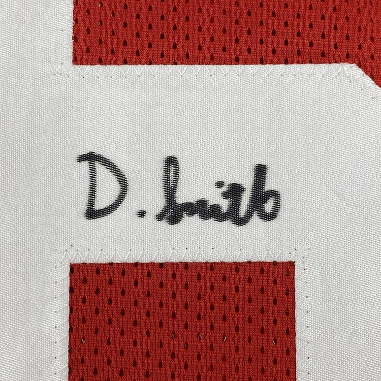 Autographed/Signed Devonta Smith Alabama Red College Football Jersey Beckett BAS COA