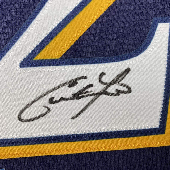 Autographed/Signed Christian Yelich Milwaukee Blue Baseball Jersey Beckett BAS COA