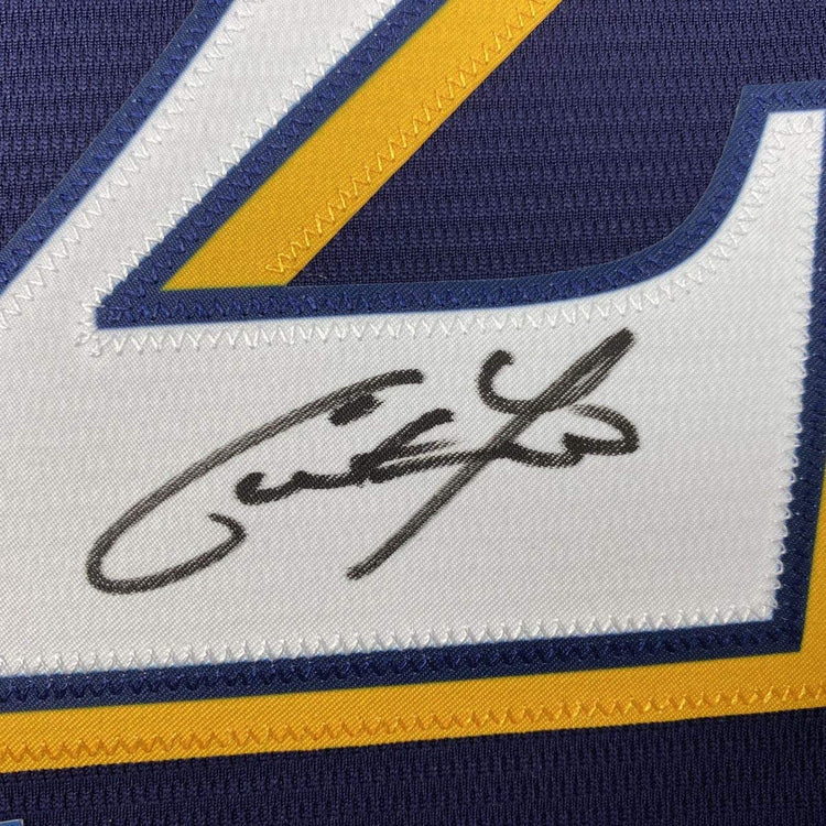 Autographed/Signed Christian Yelich Milwaukee Blue Baseball Jersey Beckett BAS COA