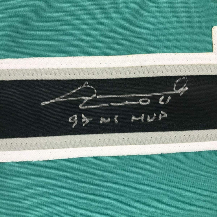 Framed Autographed/Signed Livan Hernandez 97 WS MVP 33x42 Florida Teal Baseball Jersey PSA/DNA COA