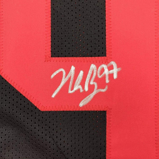 Framed Autographed/Signed Nick Bosa 33x42 San Francisco Black Football Jersey JSA COA