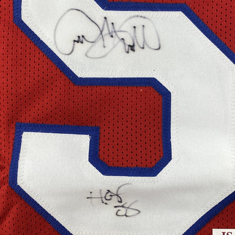 Autographed/Signed Andre Tippett HOF 08 New England Red Football Jersey JSA COA