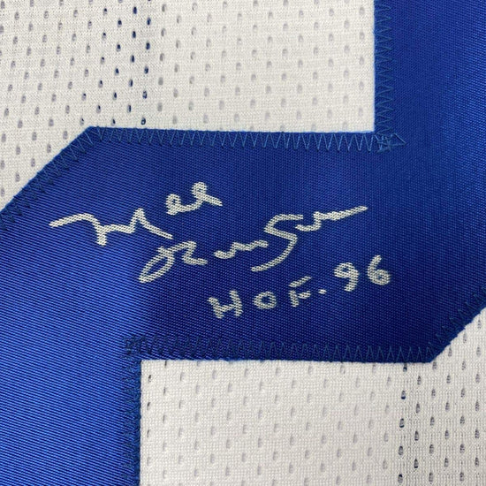 Framed Autographed/Signed Mel Renfro HOF 96 33x42 Dallas White Football Jersey JSA COA