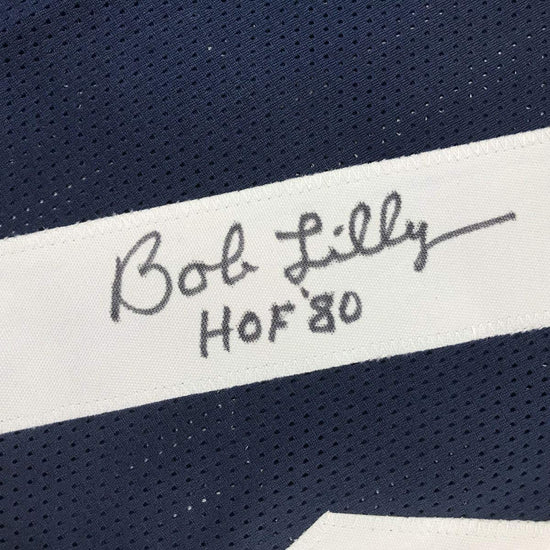 Framed Autographed/Signed Bob Lilly HOF 80 33x42 Dallas Thanksgiving Day Football Jersey JSA COA