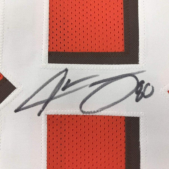 Framed Autographed/Signed Jarvis Landry 33x42 Cleveland Orange Football Jersey JSA COA