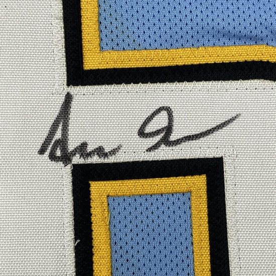 Framed Autographed/Signed Asante Samuel Jr. 33x42 Los Angeles LA Powder Blue Football Jersey JSA COA