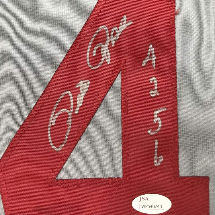 Framed Autographed/Signed Pete Rose 4256 33x42 Cincinnati Grey Baseball Jersey JSA COA