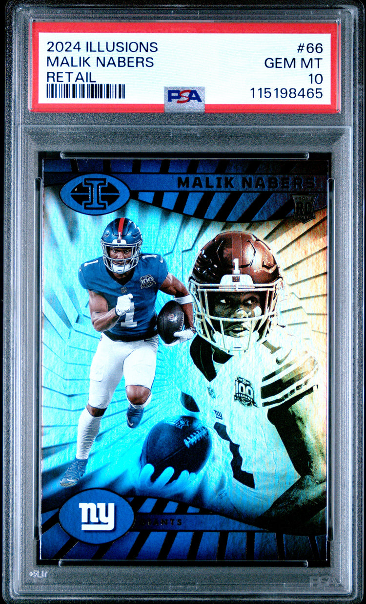 Graded 2024 Panini Illusions Malik Nabers #66 Retail Rookie RC Football Card PSA 10 Gem Mint