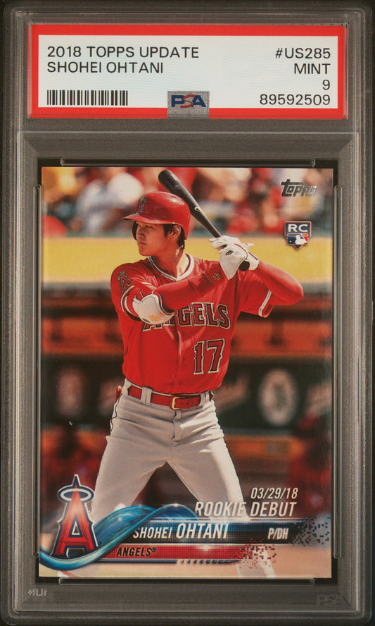 Graded 2018 Topps Update Shohei Ohtani #US285 Rookie RC Baseball Card PSA 9 Mint