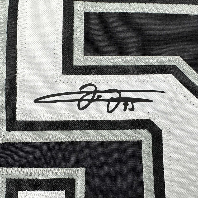 Framed Facsimile Autographed Frank Thomas 35x39 Chicago Black Reprint Laser Auto Baseball Jersey