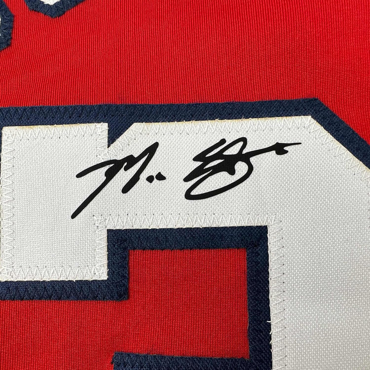Framed Facsimile Autographed Max Scherzer 35x39 Washington Red Reprint Laser Auto Baseball Jersey