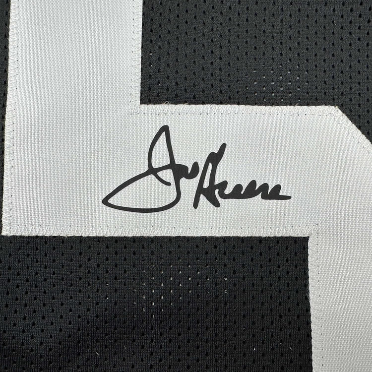 Framed Facsimile Autographed Mean Joe Greene 35x39 Pittsburgh Black Reprint Laser Auto Football Jersey
