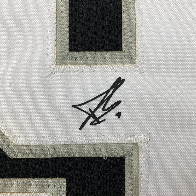 Framed Facsimile Autographed Tony Parker 35x39 San Antonio Black Reprint Laser Auto Basketball Jersey