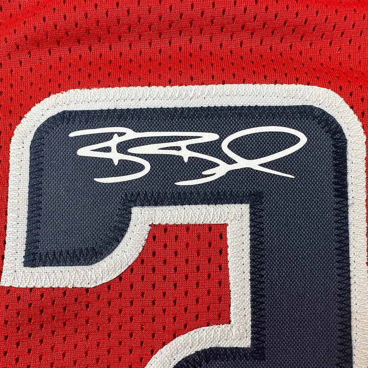 Framed Facsimile Autographed Bradley Beal 35x39 Washington Red Reprint Laser Auto Basketball Jersey