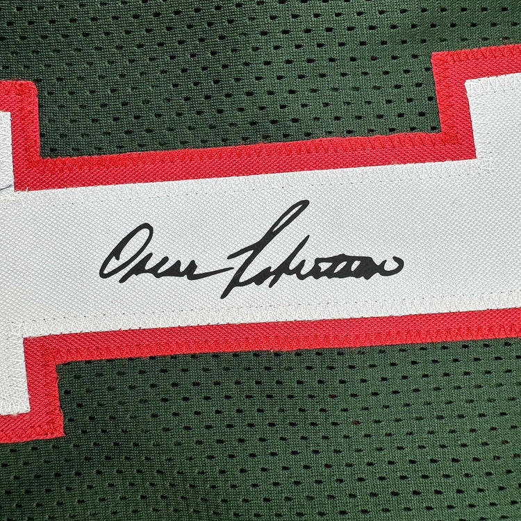 Framed Facsimile Autographed Oscar Robertson 35x39 Milwaukee Green Reprint Laser Auto Basketball Jersey