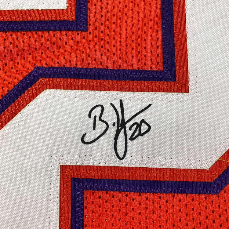 Framed Facsimile Autographed Brian Dawkins 35x39 Clemson Orange Reprint Laser Auto College Football Jersey