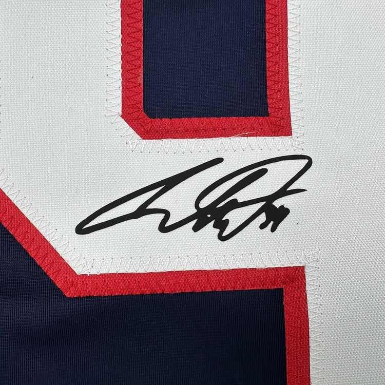 Framed Facsimile Autographed Auston Matthews 35x39 United States USA Blue 2025 4 Nations Face-Off Reprint Laser Auto Hockey Jersey