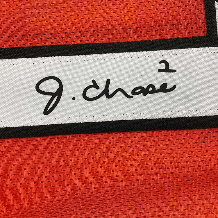 Framed Facsimile Autographed Ja'Marr Chase 35x39 Cincinnati Orange Reprint Laser Auto Football Jersey Size Men's XL