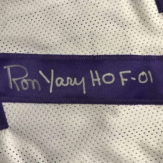 Framed Autographed/Signed Ron Yary"HOF 01" 33x42 Minnesota Vikings White Football Jersey JSA COA