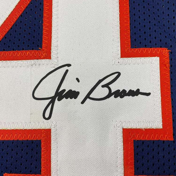 Framed Facsimile Autographed Jim Brown 35x39 Syracuse Blue Reprint Laser Auto College Football Jersey