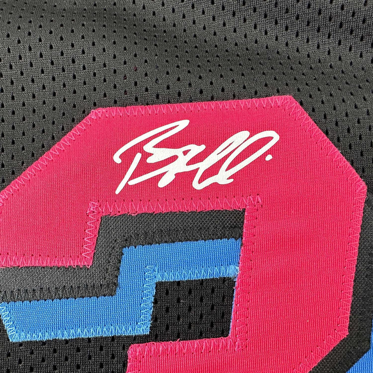 Framed Facsimile Autographed Bam Adebayo 35x39 Miami Black Vice City Reprint Laser Auto Basketball Jersey