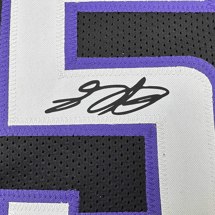 Framed Facsimile Autographed De'Aaron Fox 35x39 Sacramento Black Reprint Laser Auto Basketball Jersey