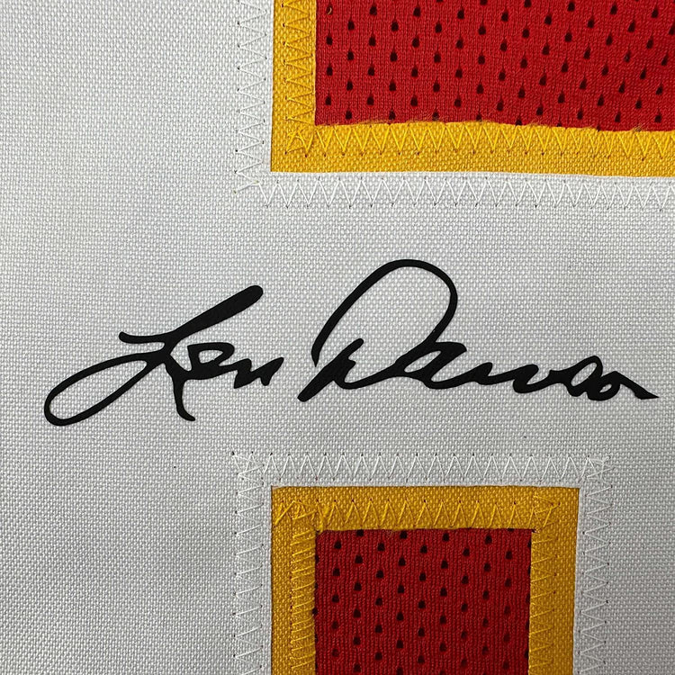 Framed Facsimile Autographed Len Dawson 35x39 Kansas City Red Reprint Laser Auto Football Jersey