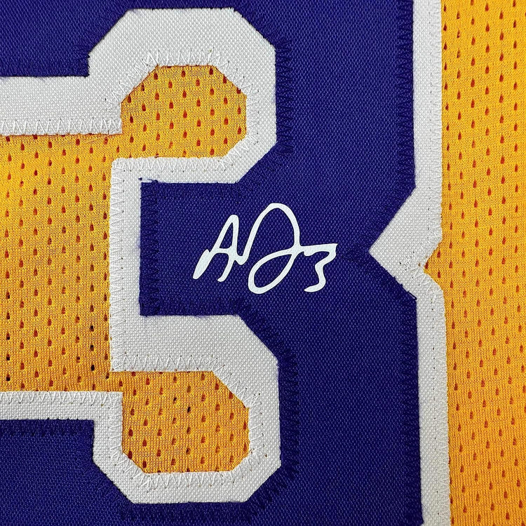 Framed Facsimile Autographed Anthony Davis 35x39 Los Angeles LA Yellow Reprint Laser Auto Basketball Jersey
