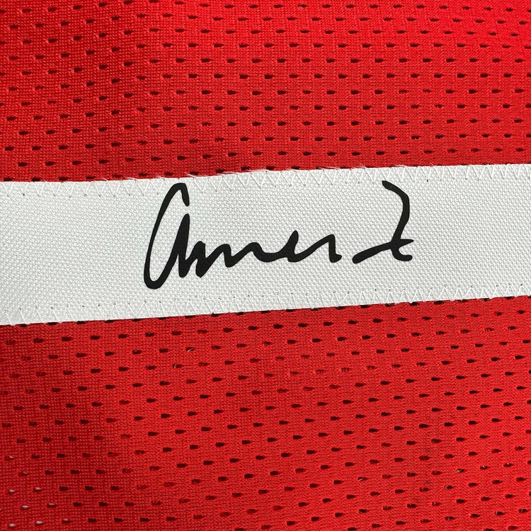 Framed Facsimile Autographed Amen Thompson 35x39 Houston Red Reprint Laser Auto Basketball Jersey