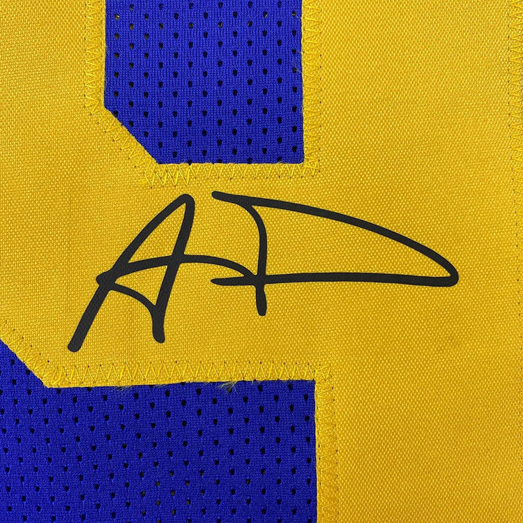 Framed Facsimile Autographed Aaron Donald 35x39 Los Angeles LA Royal Blue Retro Reprint Laser Auto Football Jersey