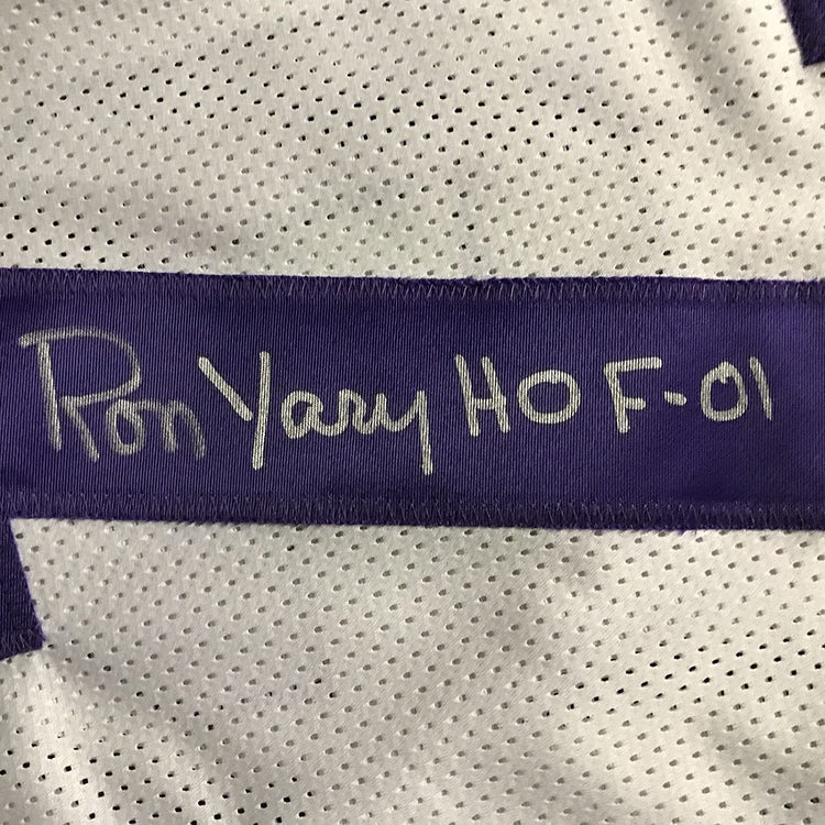 Autographed/Signed Ron Yary"HOF 01" Minnesota White Football Jersey JSA COA
