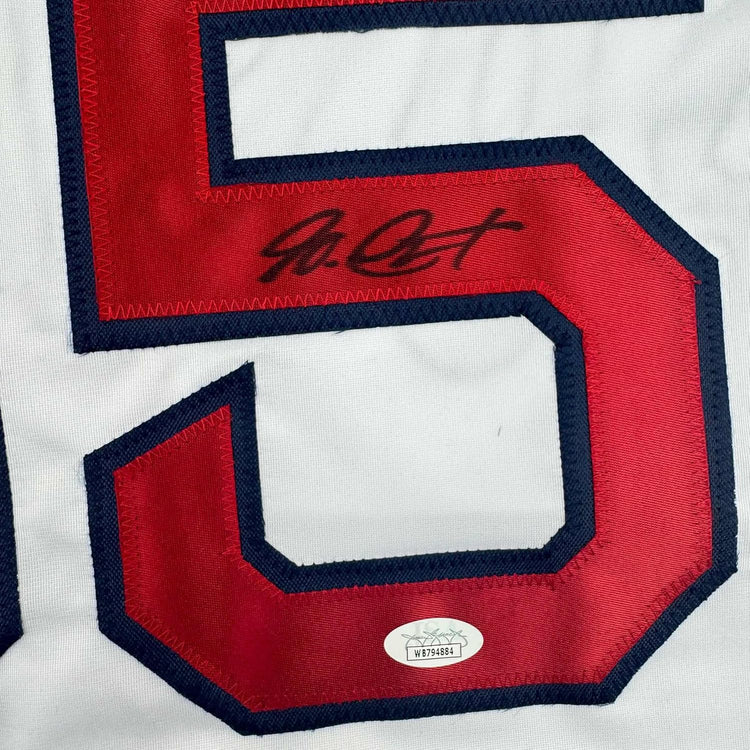 Framed Autographed/Signed Garrett Crochet 35x39 Boston White Baseball Jersey JSA COA