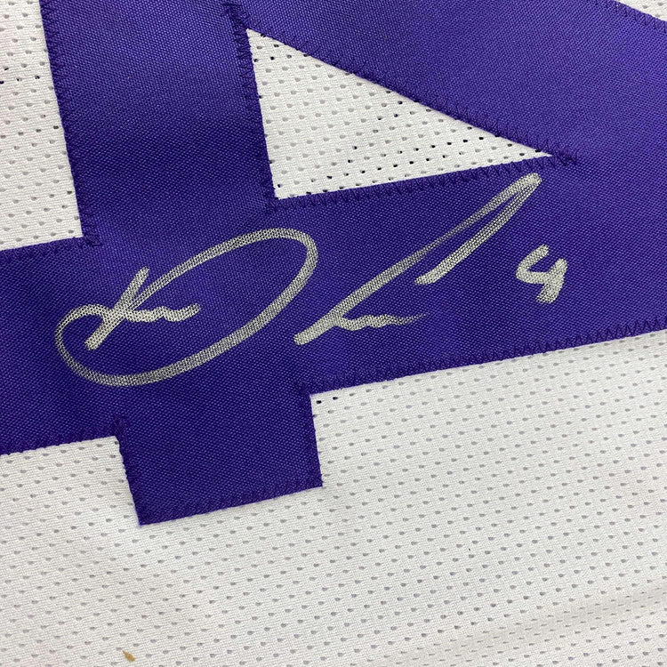 Framed Autographed/Signed Dalvin Cook #4 35x39 Minnesota White Football Jersey Beckett BAS COA